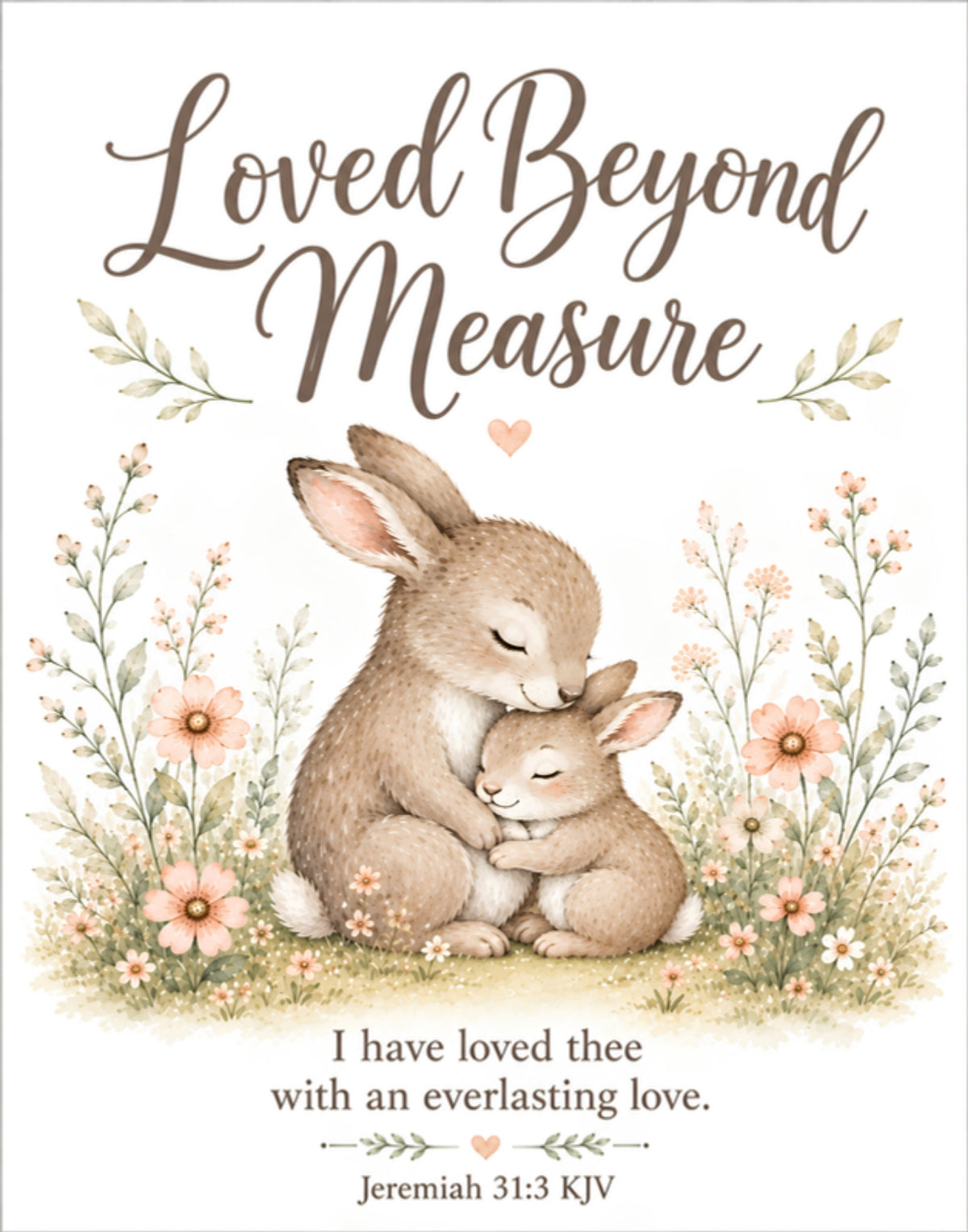 Loved Beyond Measure wall art design: I have loved thee with an everlasting love. Jeremiah 31:3 KJV
