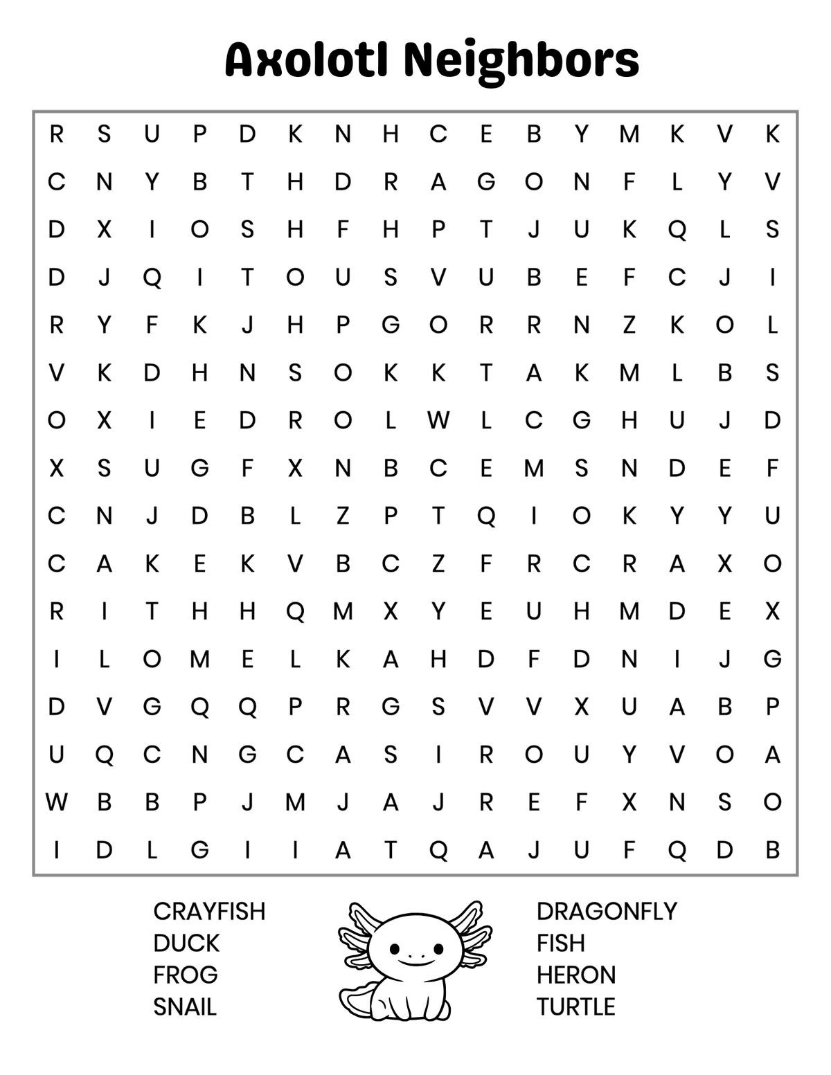 Sample page from the Amazing Axolotls Coloring & Activity Book