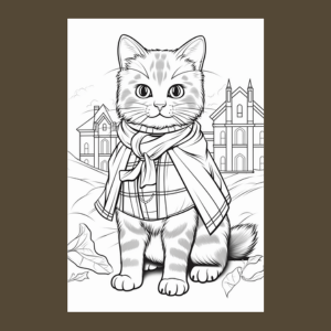 Cats Wearing Scarves Coloring Book for Adults and Teens
