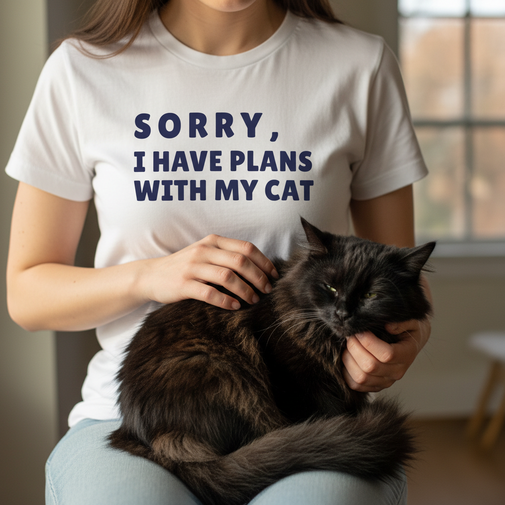 Funny Cat Lover T-Shirt -Sorry I Have Plans With My Cat Shirt