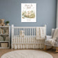 Peace Be Still lamb canvas print, Mark 4:39 KJV, in a blue-gray nursery