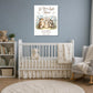 Let Your Light Shine woodland canvas print, Matthew 5:16 KJV, in a blue-gray nursery