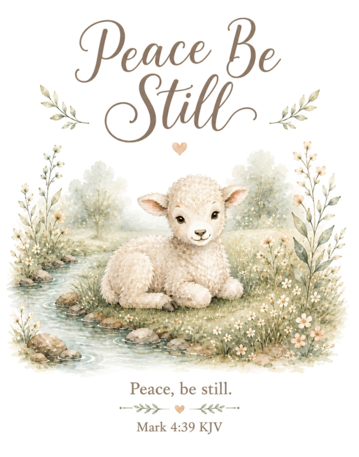 Peace Be Still wall art design: Peace, be still. Mark 4:39 KJV