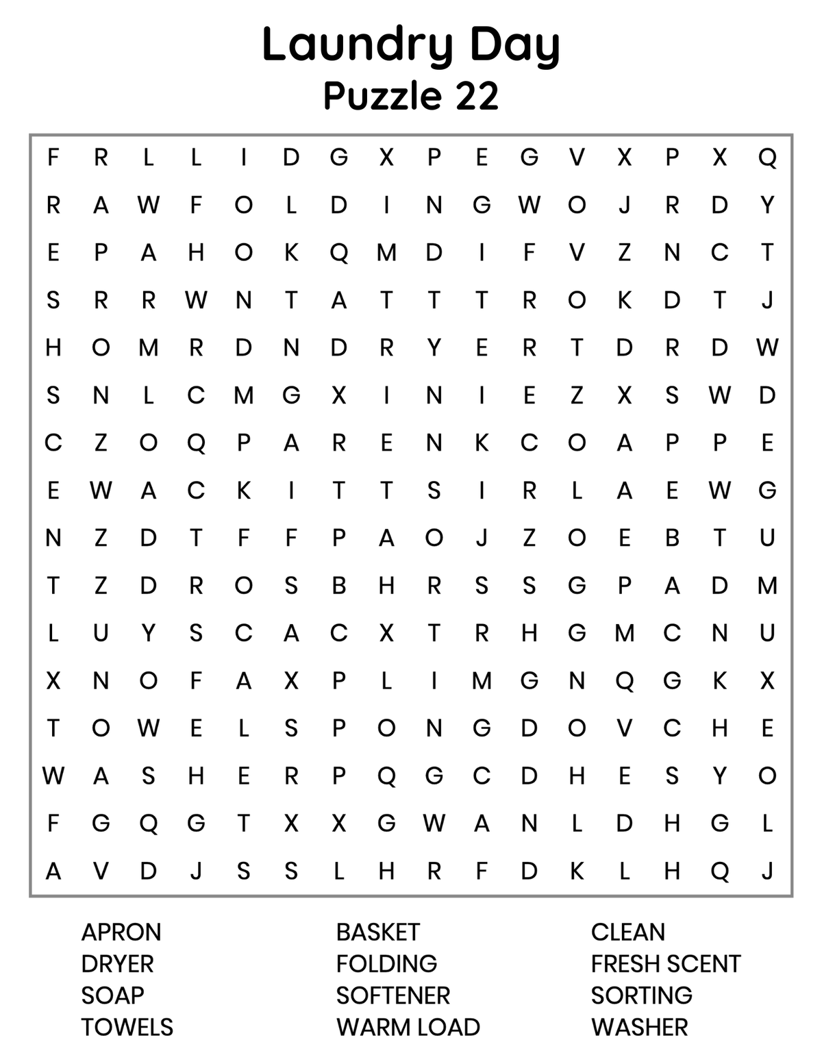 Sample large-print word search puzzle page from the Easy Jumbo Word Search for Seniors