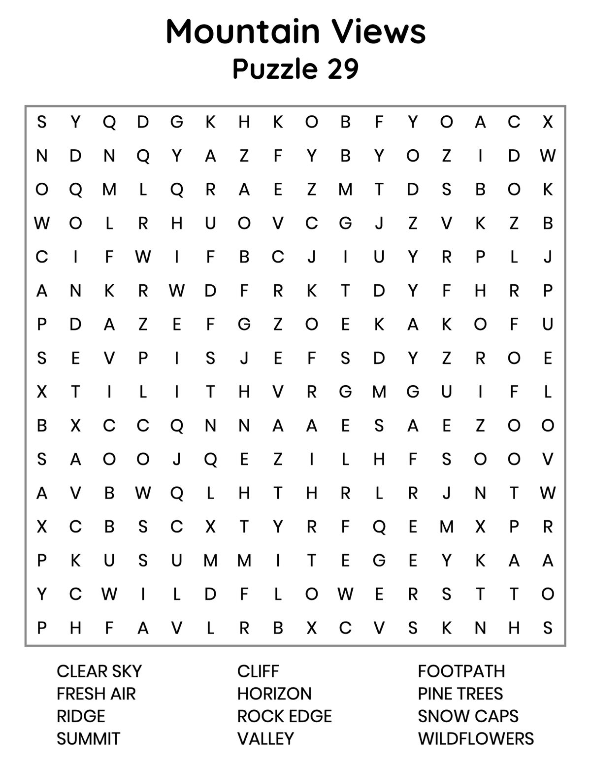 Sample large-print word search puzzle page from the Easy Jumbo Word Search for Seniors