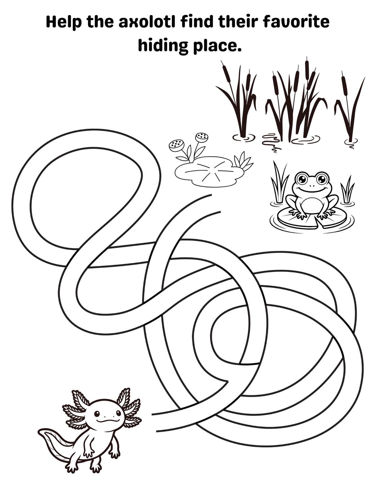Sample page from the Amazing Axolotls Coloring & Activity Book
