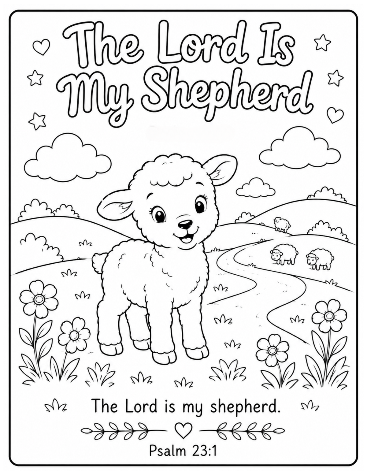 Sample coloring page from the Wonderfully Made Christian Woodland Coloring Book