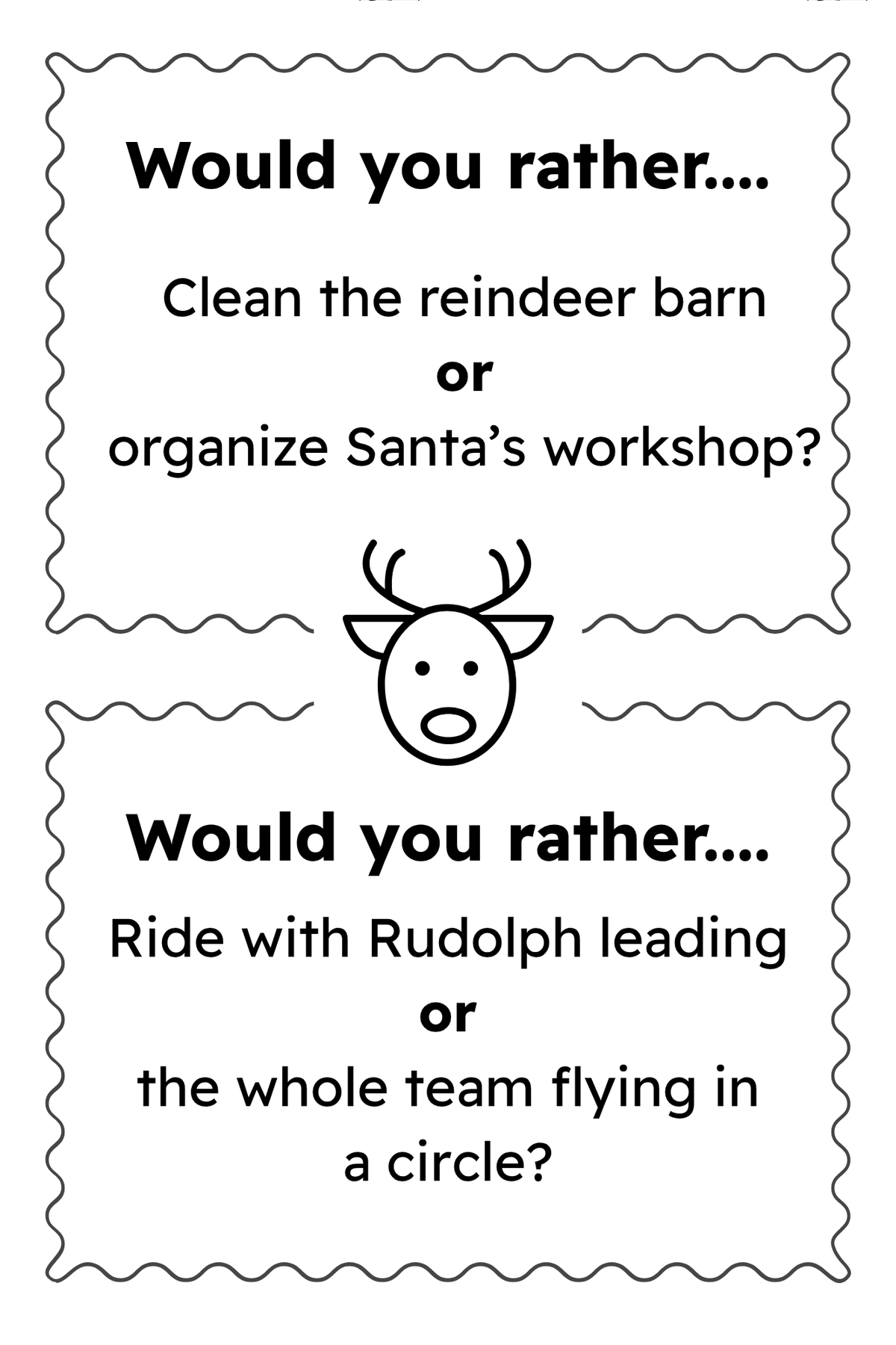 Sample question page from Would You Rather? Christmas Edition