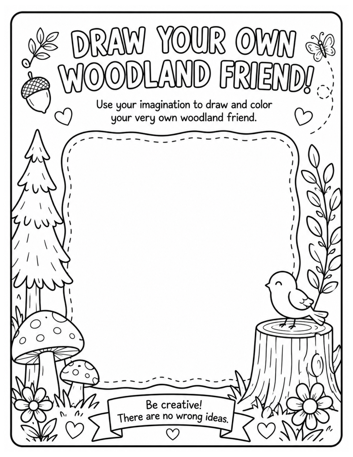 Sample coloring page from the Wonderfully Made Christian Woodland Coloring Book