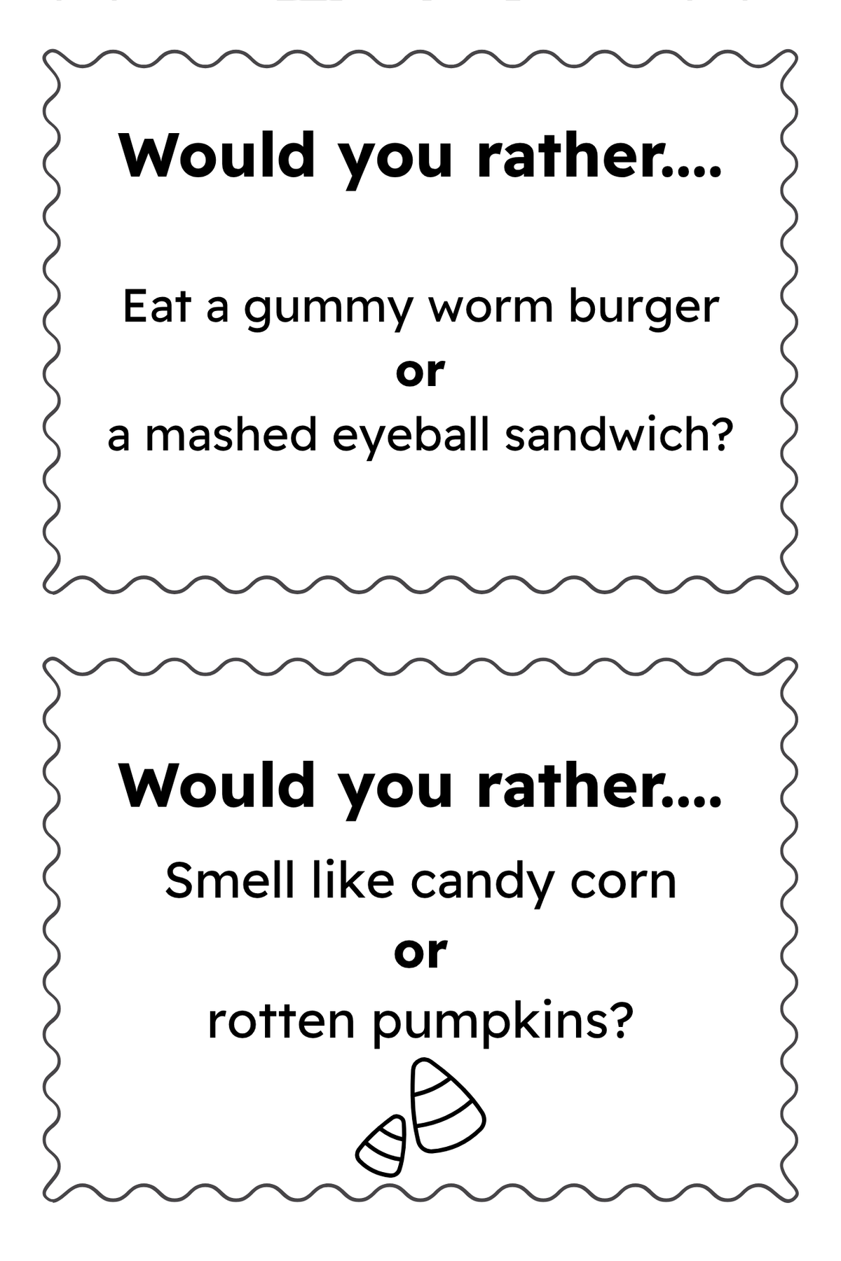 Sample question page from Would You Rather? Halloween Edition