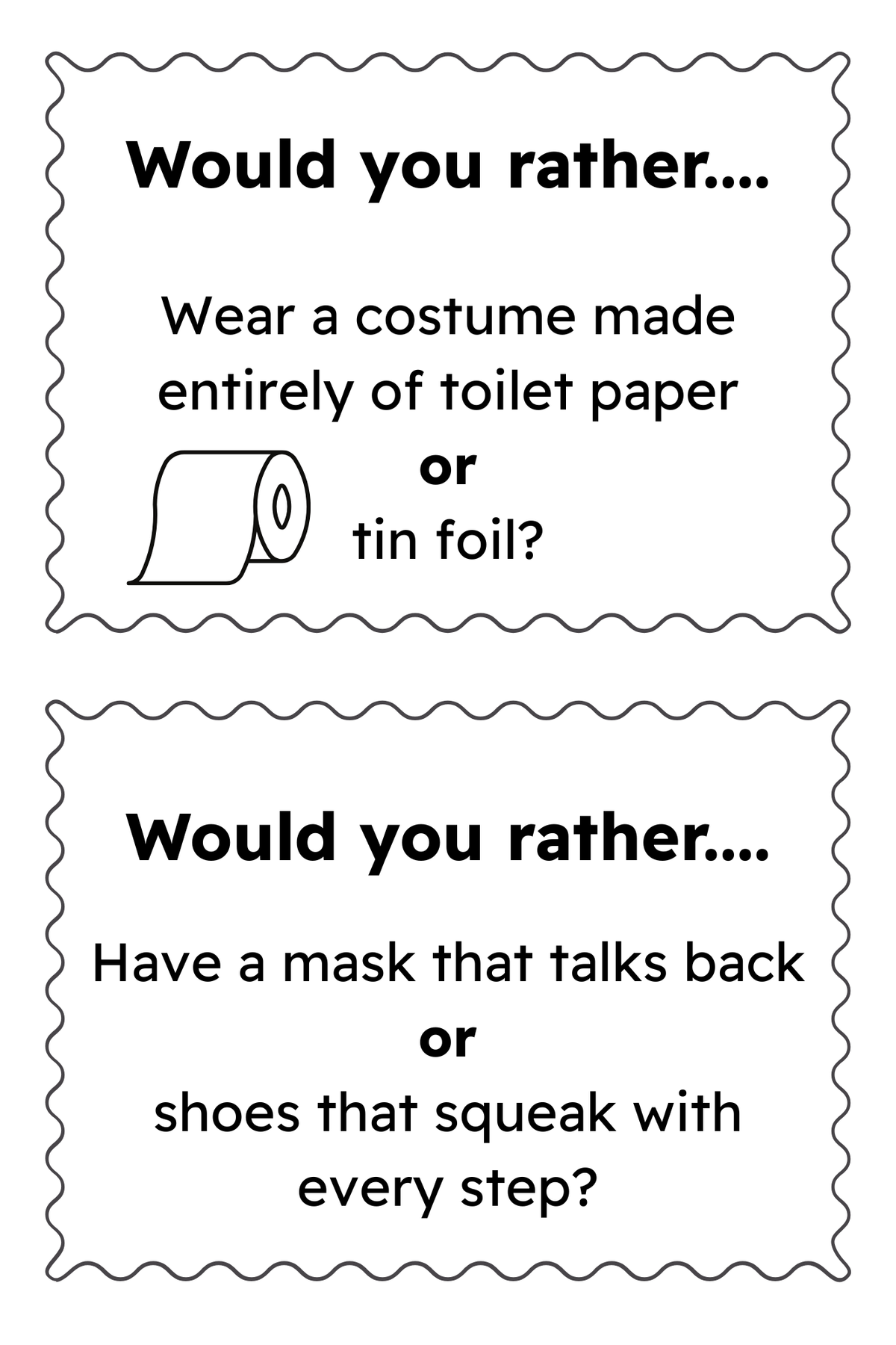 Sample question page from Would You Rather? Halloween Edition