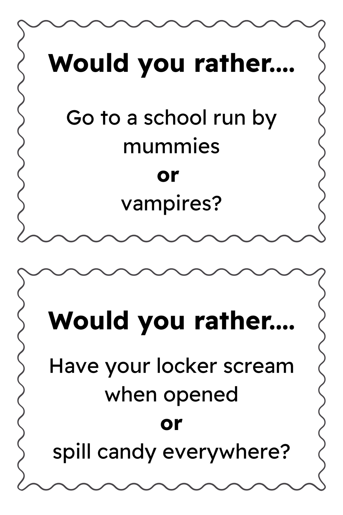 Sample question page from Would You Rather? Halloween Edition