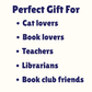 JOY = CATS + BOOKS Tote Bag, Library Tote Bag for Book Lovers, Cat Lover Gift, Reader Gift