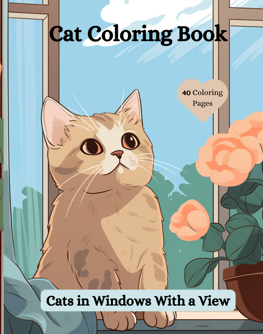 Cats in Windows with a View Coloring Book