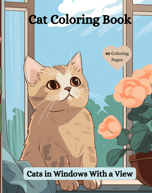 Cats in Windows with a View Coloring Book