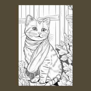 Cats Wearing Scarves Coloring Book for Adults and Teens