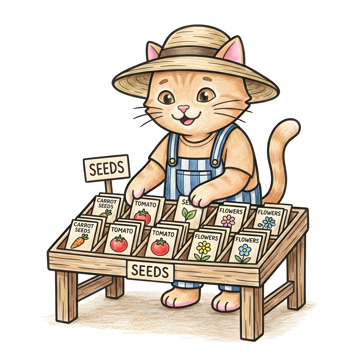 Colored-in example page from the Petals & Paws Garden Cats Coloring Book