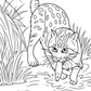 fishing cat coloring page for children wildlife educational coloring activity