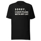 Funny Cat Lover T-Shirt -Sorry I Have Plans With My Cat Shirt | Cat Mom Shirt | Introvert Cat Lover Gift