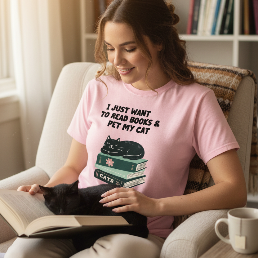 I Just Want To Read Books Classic 100% Cotton Tee