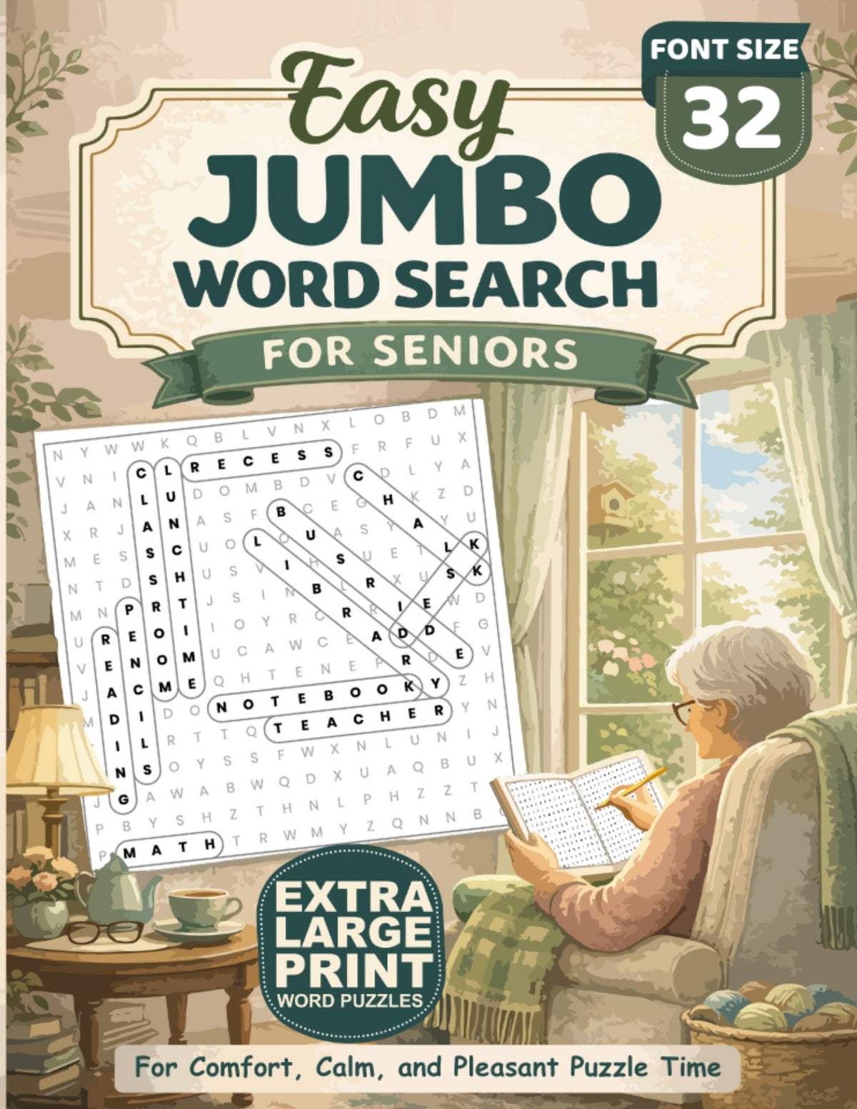 Front cover of the Easy Jumbo Word Search for Seniors