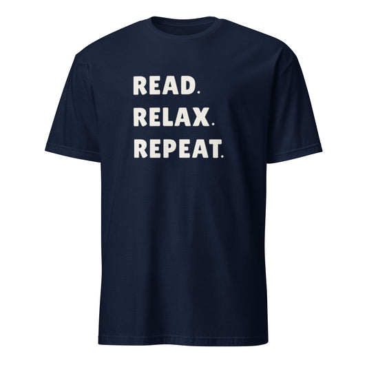 READ. RELAX. REPEAT. Shirt- Minimalist Book Lover Tee for Readers & Teachers
