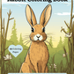Coloring book cover with a rabbit illustration and nature background