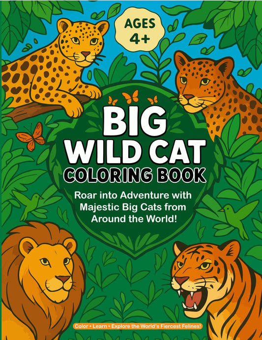 big  wild cat coloring book for kids featuring lions tigers leopards wildlife educational activity book