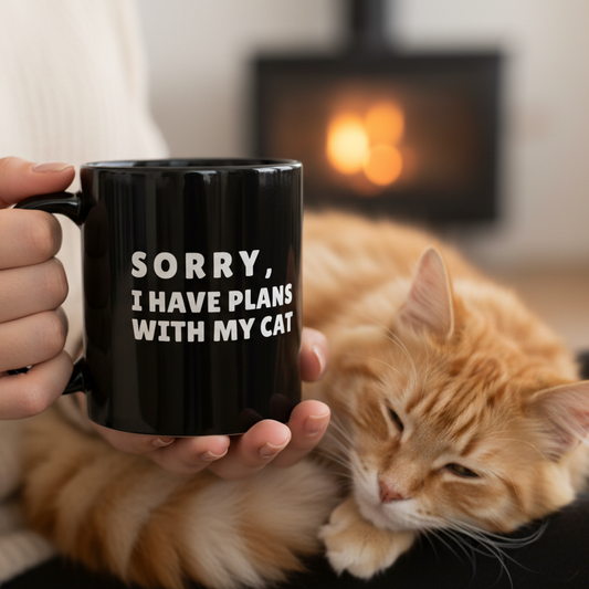 Sorry, I Have Plans With My Cat Mug – lifestyle photo