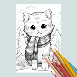 Cats Wearing Scarves Coloring Book for Adults and Teens