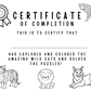 certificate of completion page for kids educational coloring book achievement reward.