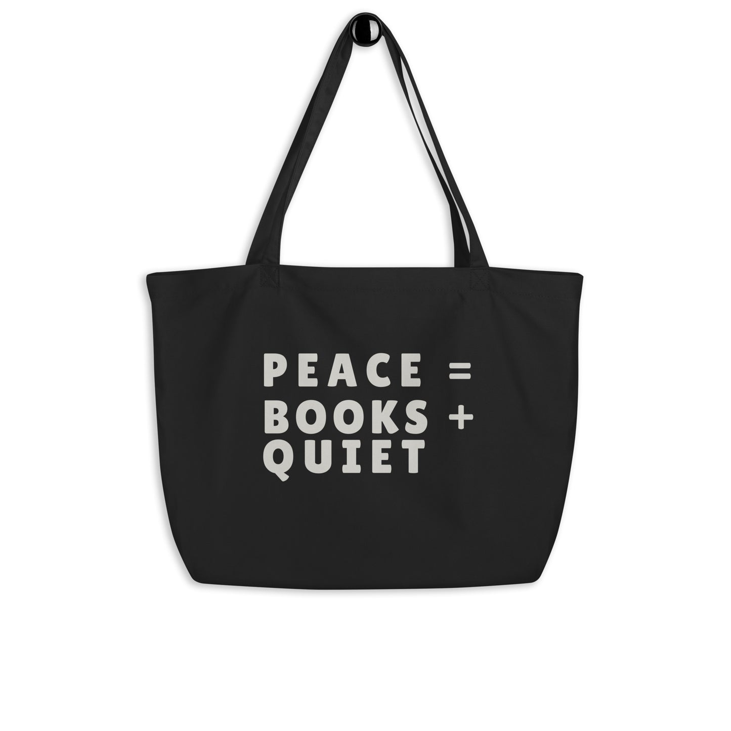 Book Lovers Tote- PEACE = BOOKS + QUIET |  Book Club Gift