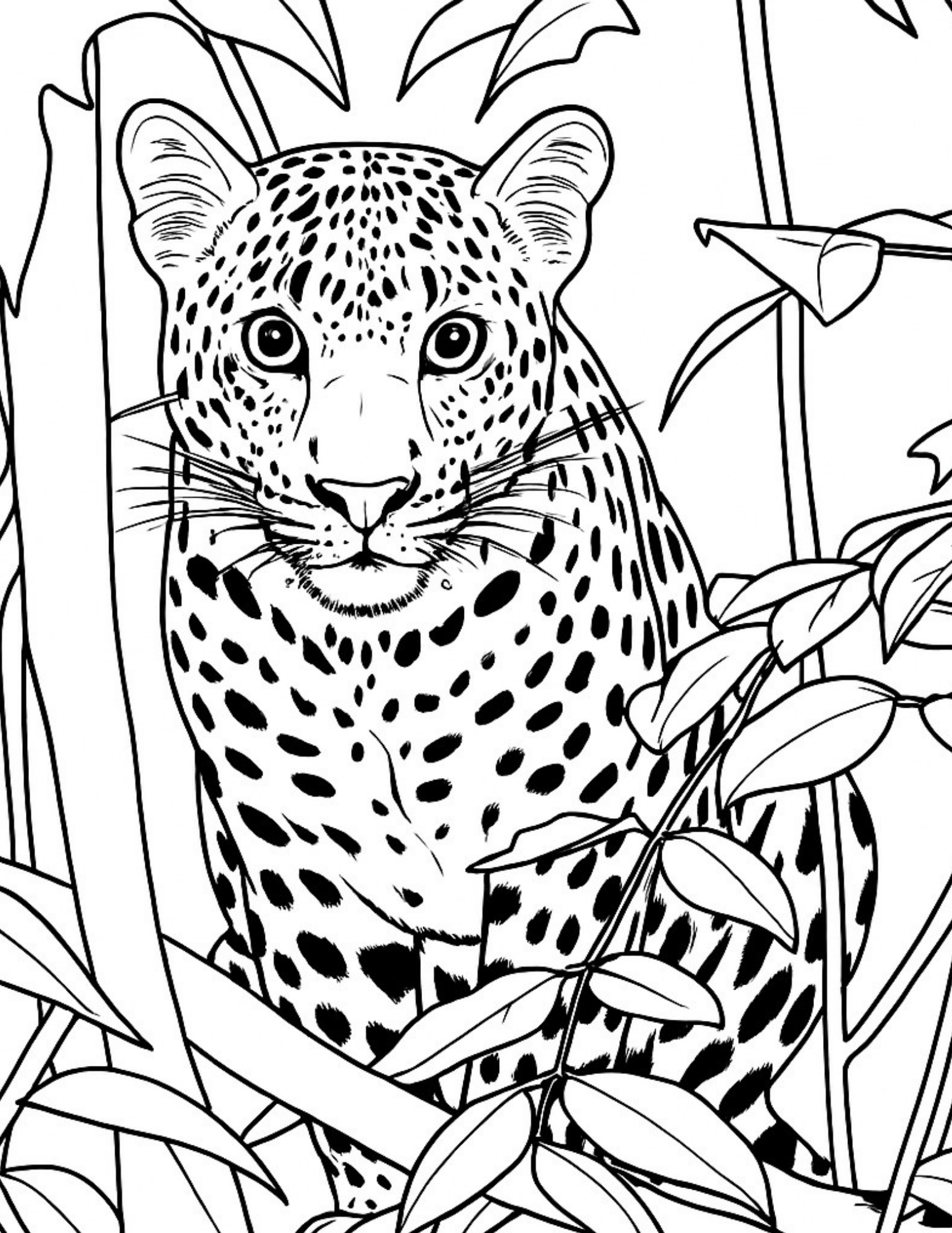leopard coloring page for kids animal education wildlife themed coloring book