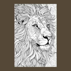 mandala style african lion coloring page