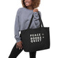 Book Lovers Tote- PEACE = BOOKS + QUIET |  Book Club Gift
