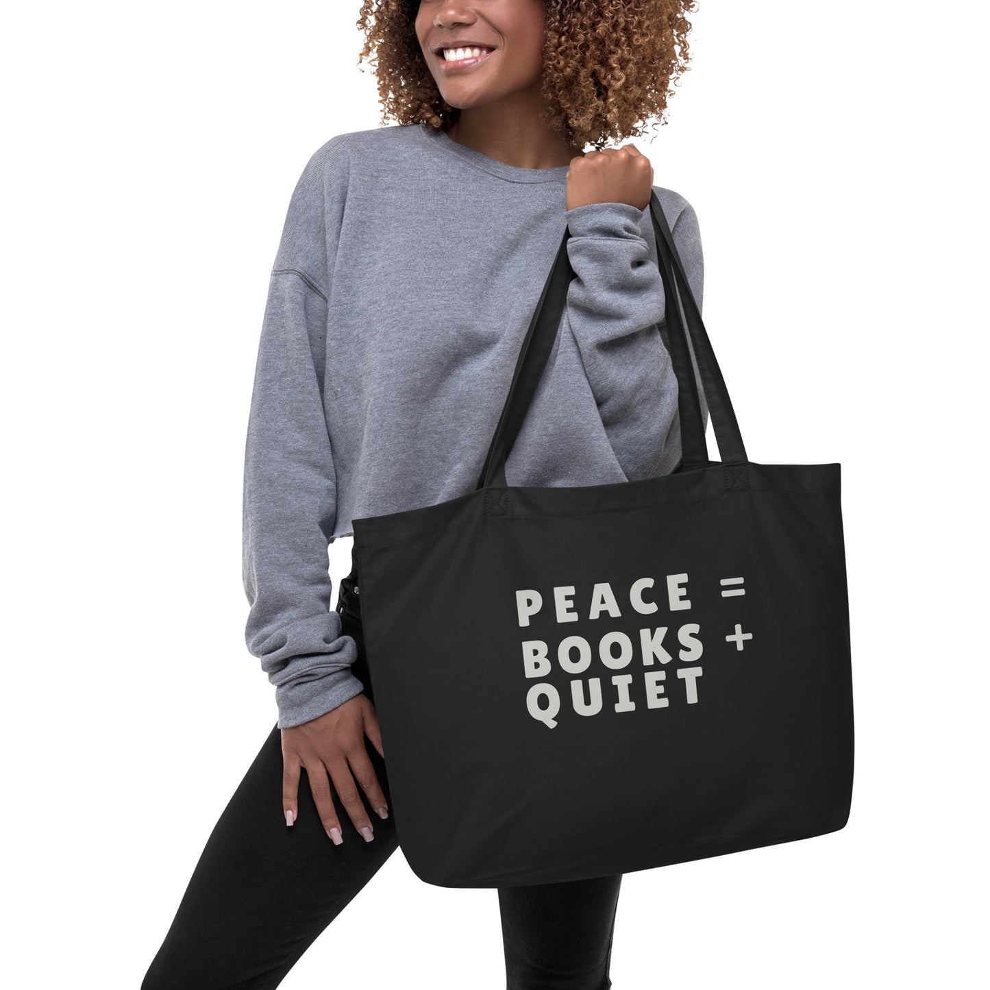 Book Lovers Tote- PEACE = BOOKS + QUIET |  Book Club Gift