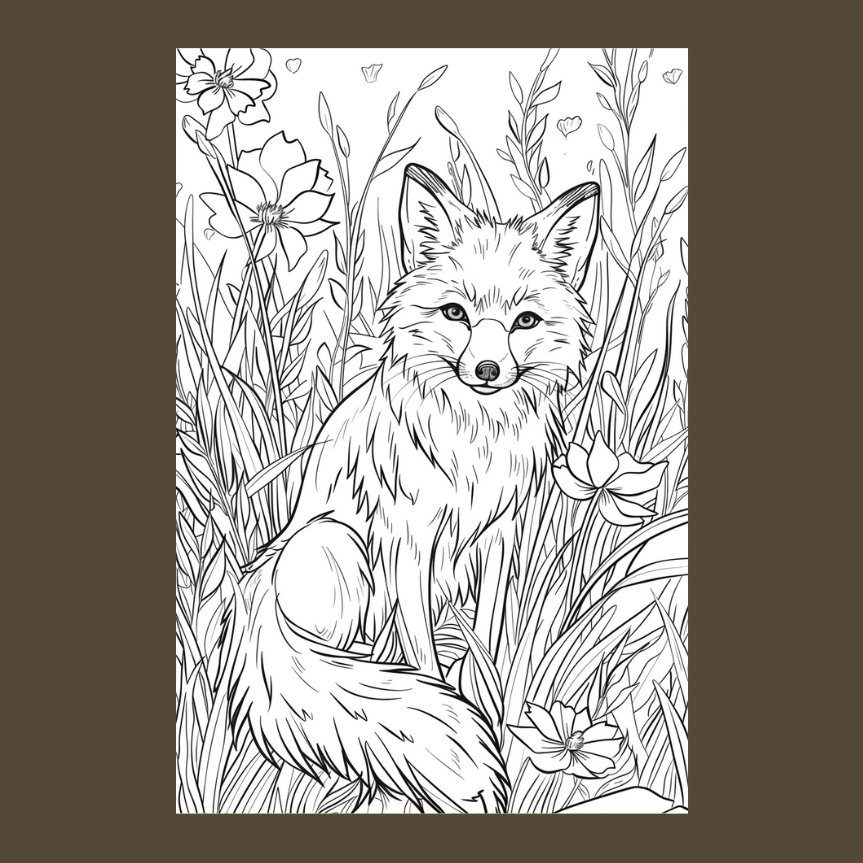 Red Fox Coloring Book for Kids and Adults