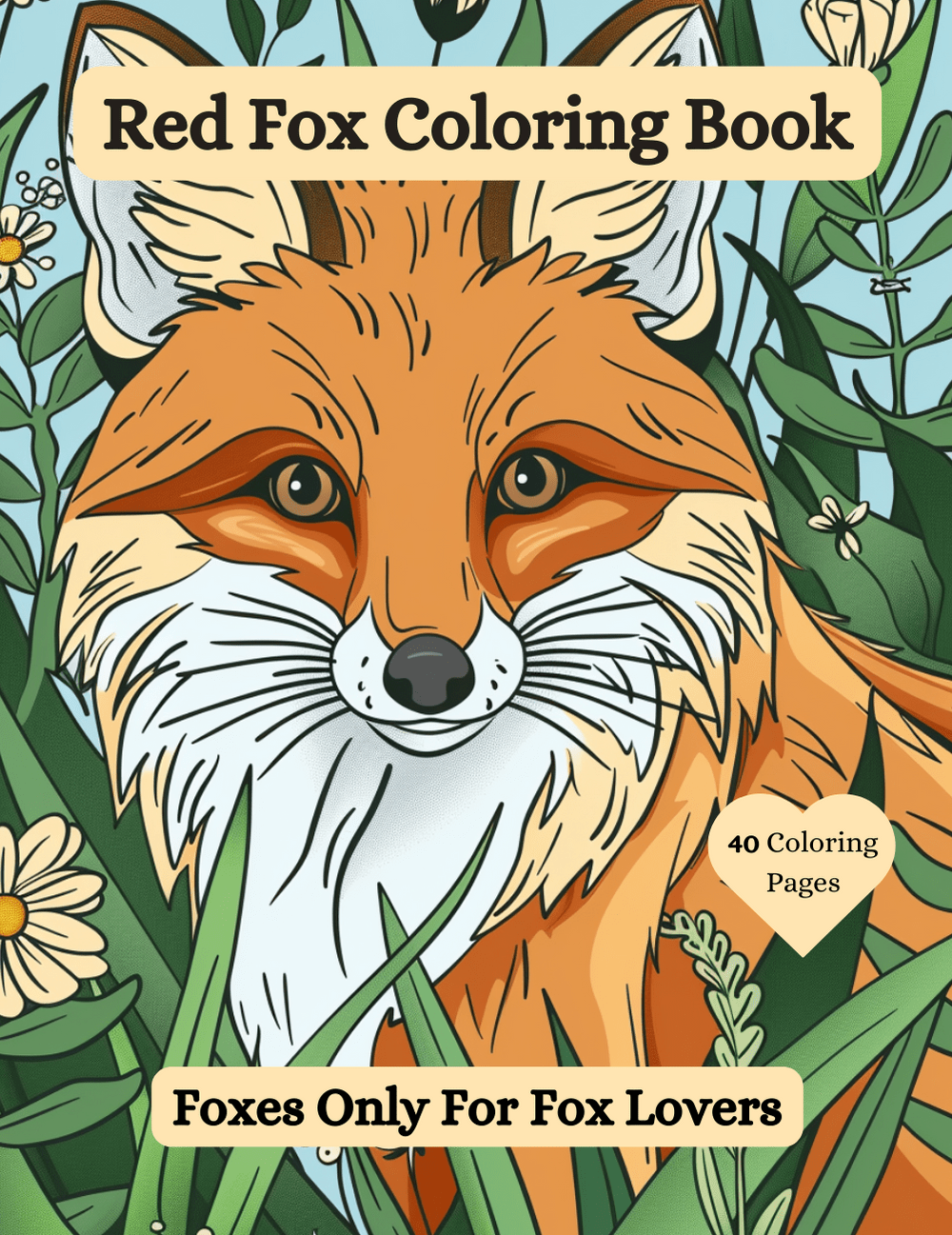 Red Fox Coloring Book for Kids and Adults
