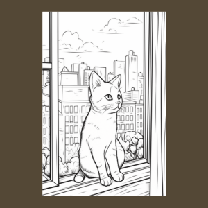 Cats in Windows with a View Coloring Book