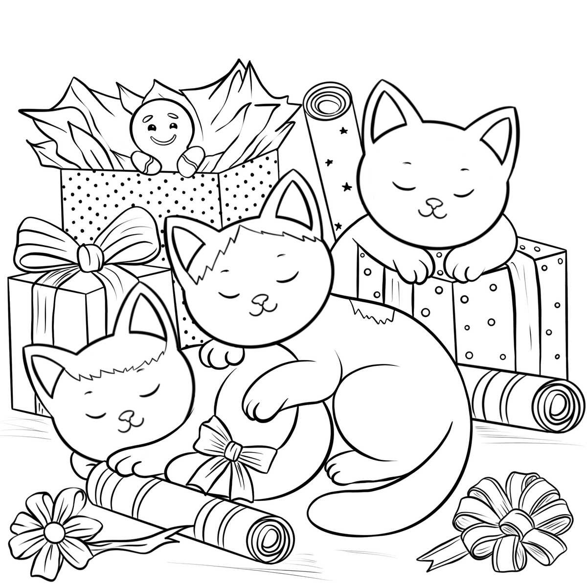 Christmas Festive Feline Fun Cat Coloring Book