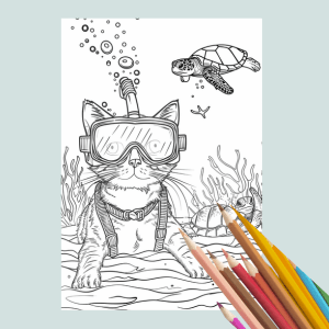 Curious Cats Under the Sea Coloring Book