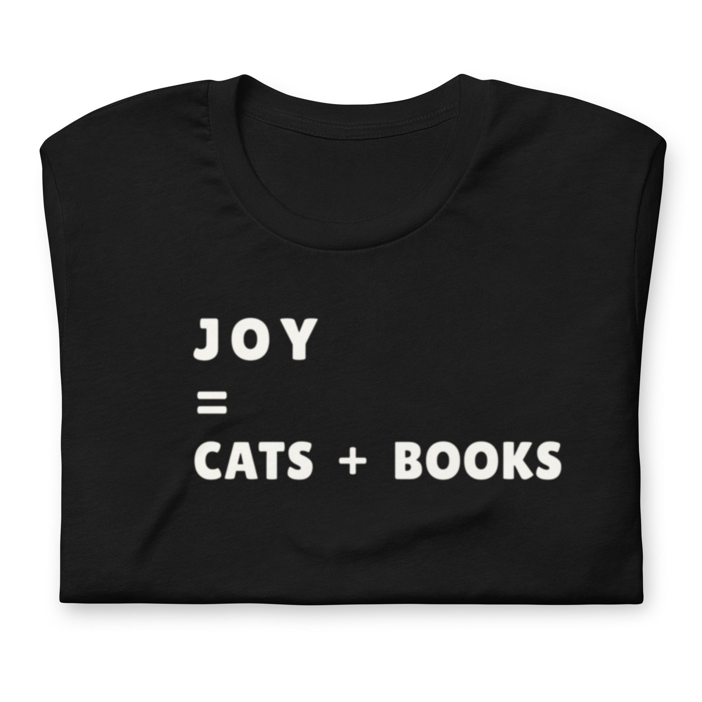 JOY = CATS + BOOKS Shirt, Cat Lover Book Lover Gift, Cozy Reader Tee, Teacher or Librarian Gift t-shirt