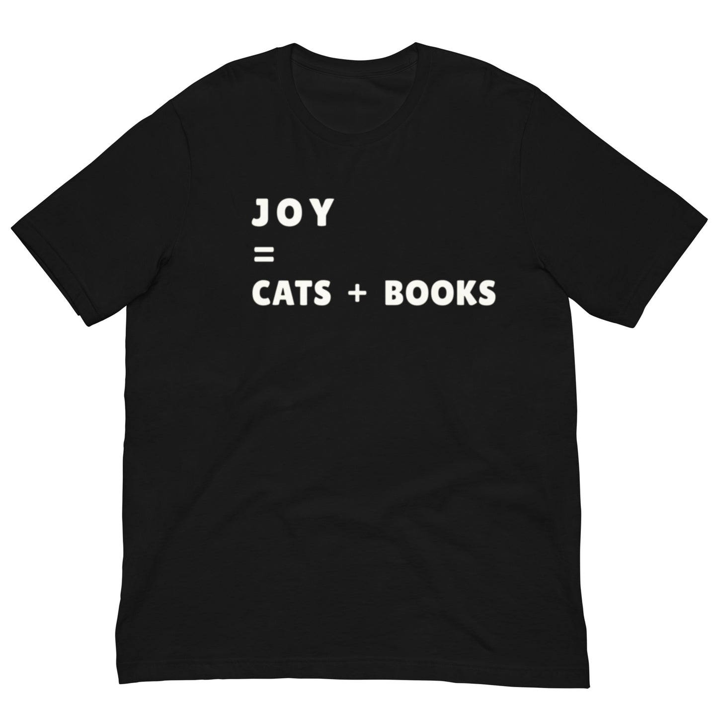 JOY = CATS + BOOKS Shirt, Cat Lover Book Lover Gift, Cozy Reader Tee, Teacher or Librarian Gift t-shirt