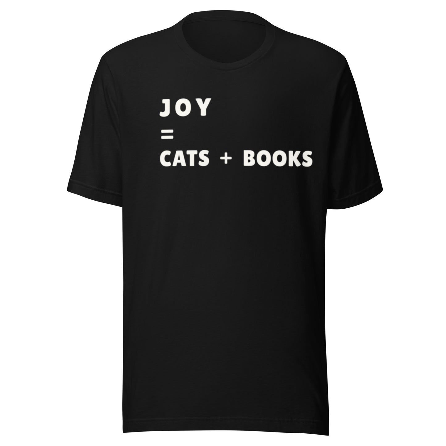 JOY = CATS + BOOKS Shirt, Cat Lover Book Lover Gift, Cozy Reader Tee, Teacher or Librarian Gift t-shirt