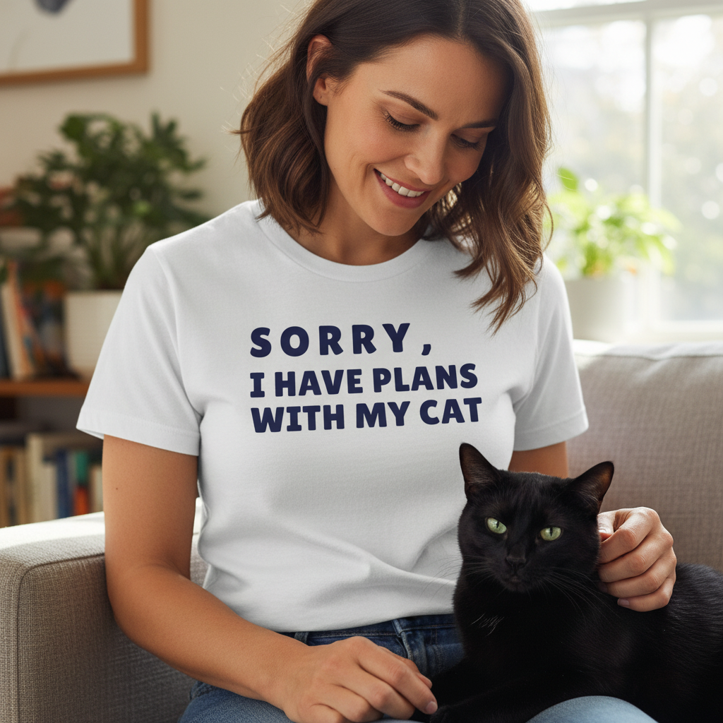 Funny Cat Lover T-Shirt -Sorry I Have Plans With My Cat Shirt