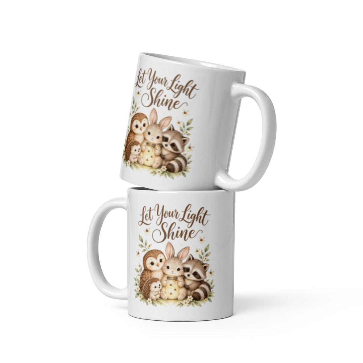 Let Your Light Shine Woodland Mug – 11 oz white mug, front view