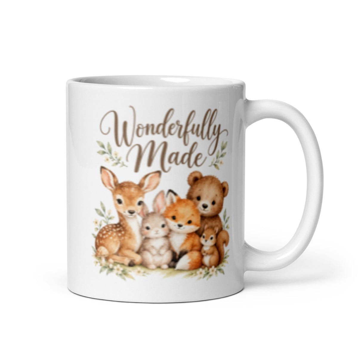 Wonderfully Made Woodland Mug – 11 oz white mug, handle on right