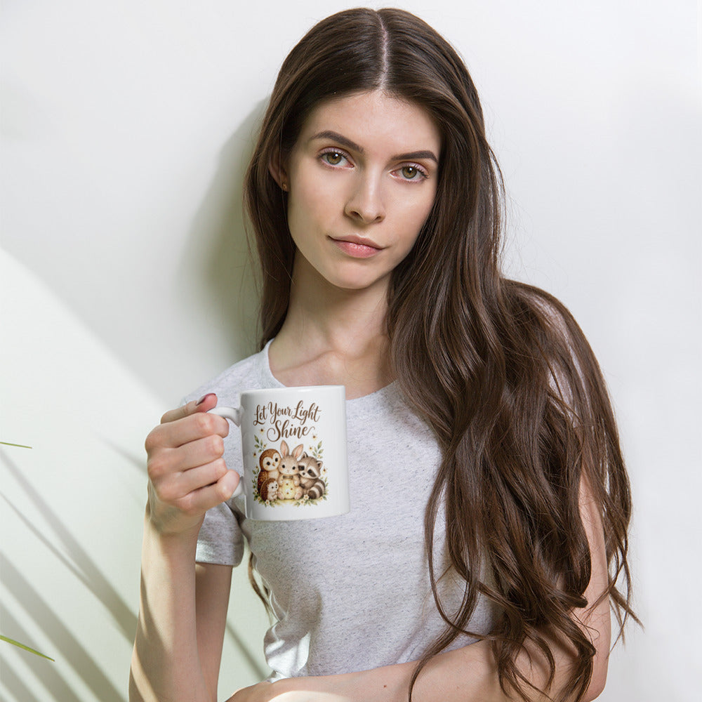 Let Your Light Shine Woodland Mug – 11 oz white mug